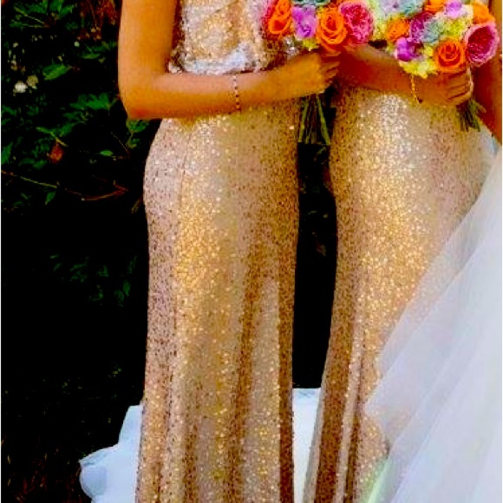 David’s bridal gold sequin formal dress. EUC Worn once.  XS. - Picture 8 of 10